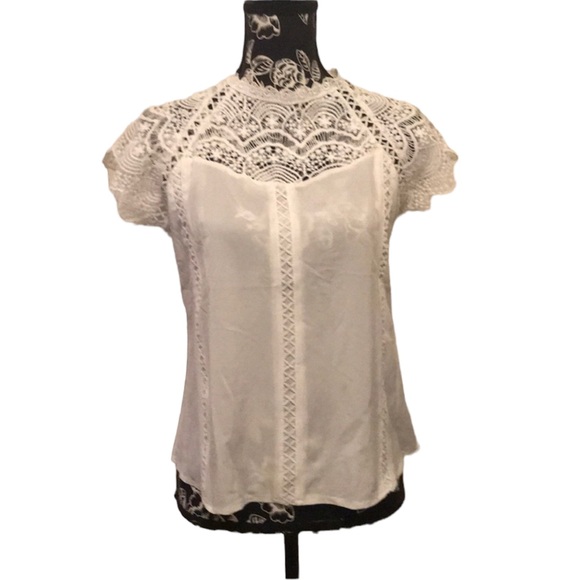Crochet Lace Trim Splicing Casual Blouse - Picture 2 of 6